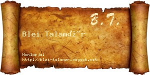 Blei Talamér névjegykártya